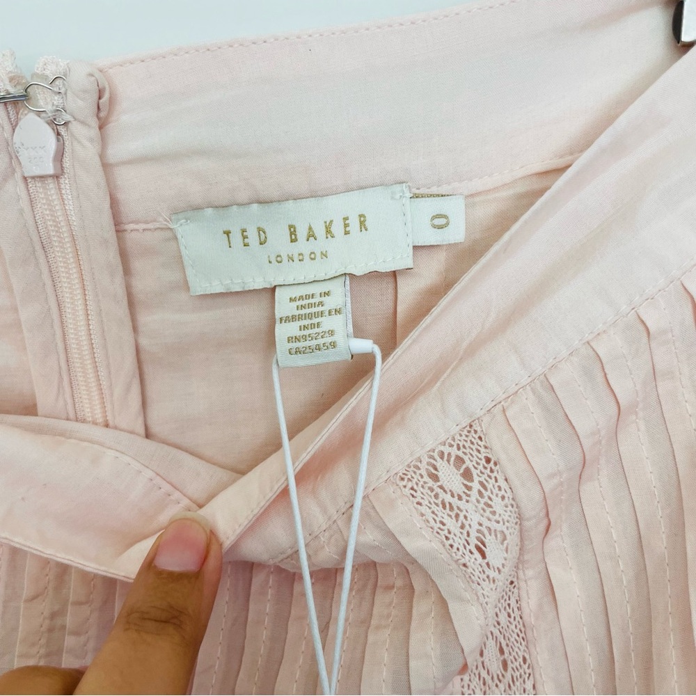 NWT‎ Ted Baker Alegria Tiered Lace Handkerchief Hem Skirt Light Pink Size 0 - Picture 5 of 10